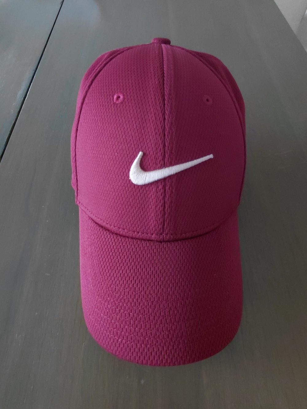 Nike Legacy Maroon White Fitted Vented Embroidered Baseball Cap.